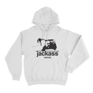 Jackass x Babylon Golf Cart Unisex Hoodie White